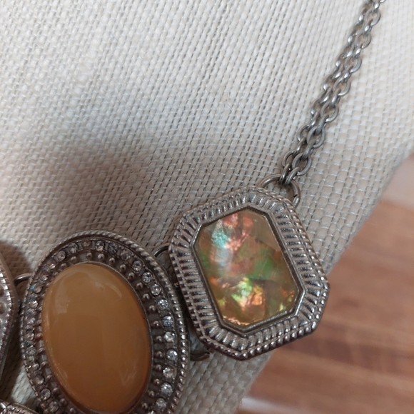 Opalescent and Butterscotch Statement Costume Necklace - Picture 4 of 7
